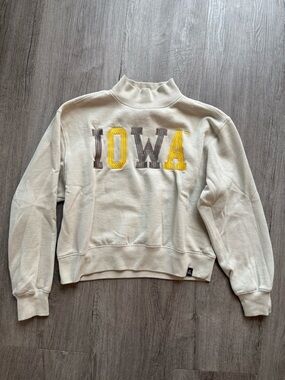 Cream Cowl Neck Sweatshirt with 'IOWA' Appliqué